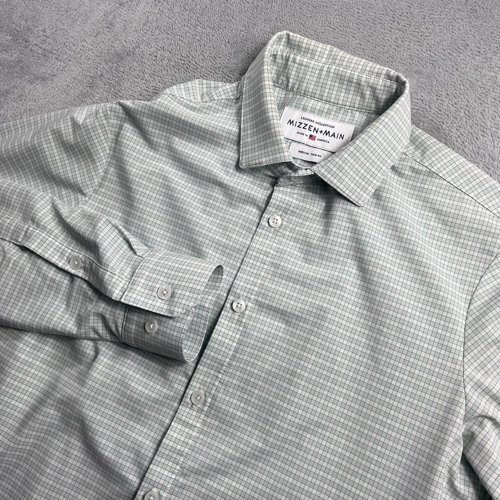 Mizzen Main Leeward Medium Trim Fit‎ Green Checkered Button Shirt